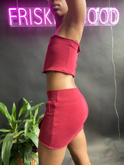FRISKMEGOOD CORSET SET (BURGUNDY)