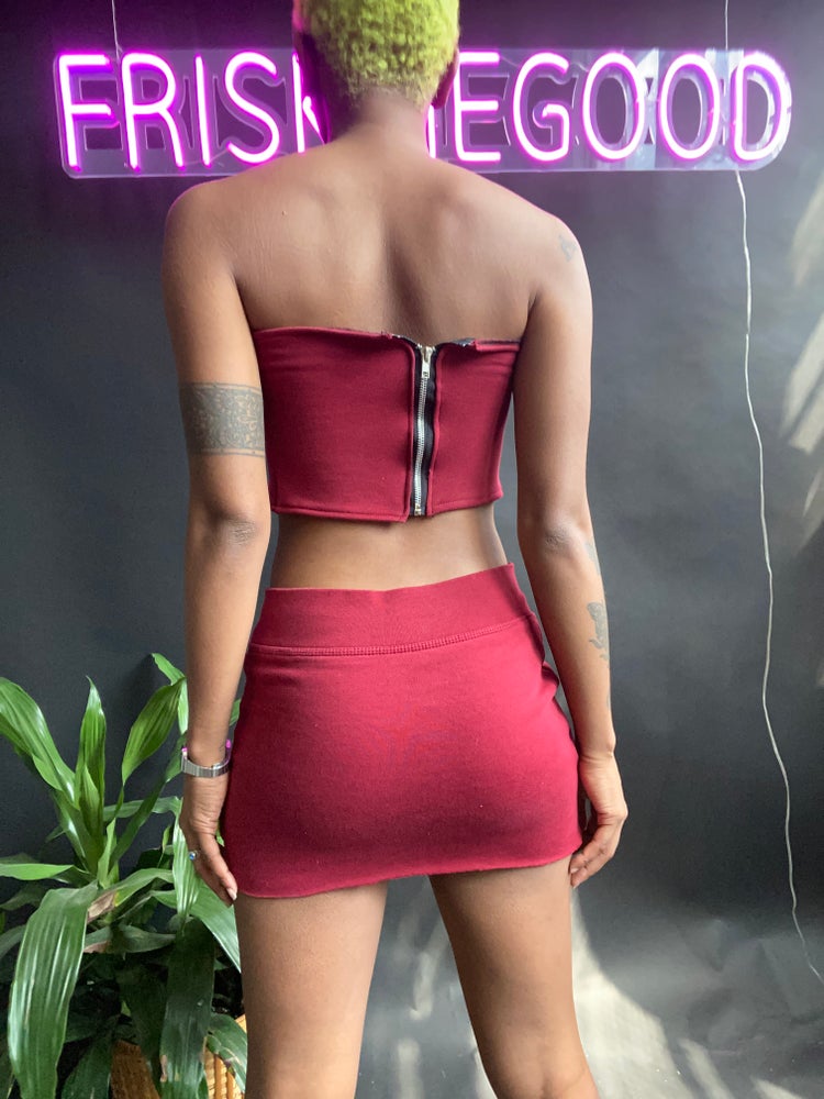 FRISKMEGOOD CORSET SET (BURGUNDY)