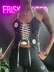 FRISKMEGOOD BLACK CHUCKS CORSET TOP