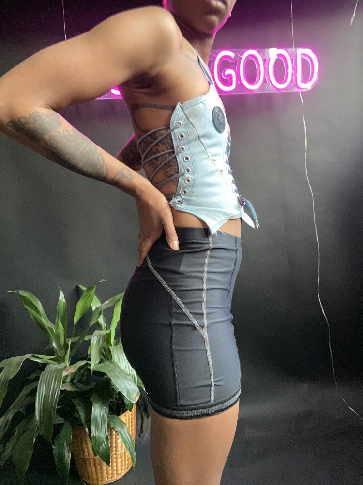 FRISKMEGOOD BABY BLUE CHUCKS CORSET TOP