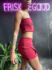 FRISKMEGOOD CORSET SET (BURGUNDY)