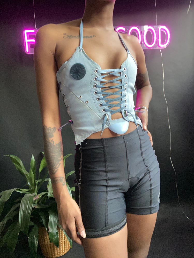 FRISKMEGOOD BABY BLUE CHUCKS CORSET TOP