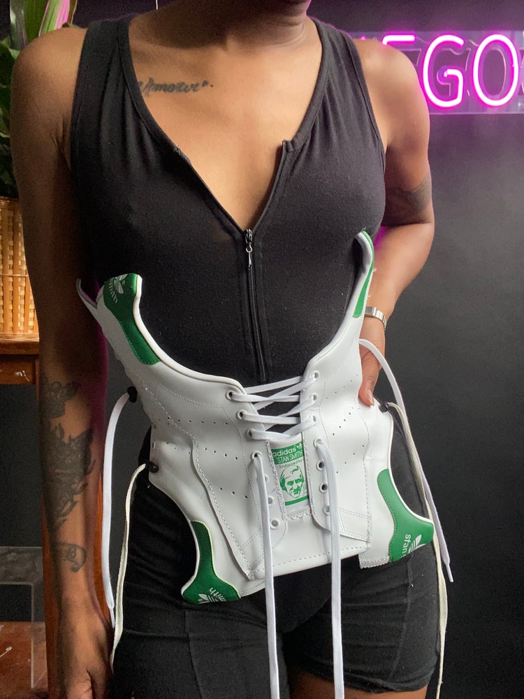 FRISKMEGOOD THREE STRIPES [green and white] 1pc SNEAKER CORSET display picture 2