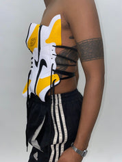 FRISKMEGOOD PERFORATED UNIVERSITY GOLD AJ-1 SNEAKER TOP