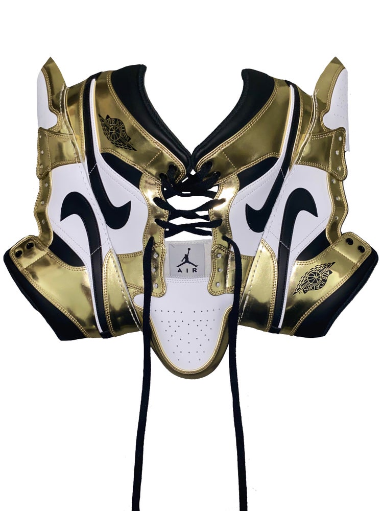 FRISKMEGOOD AJ-1 METALLIC GOLD SNEAKER TOP