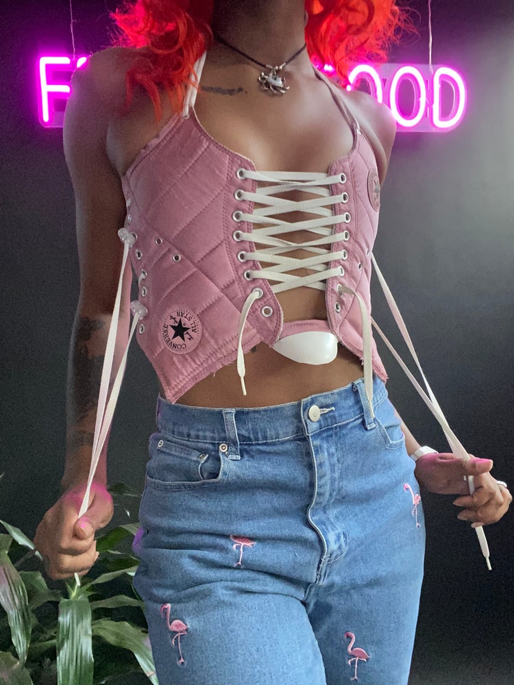 FRISKMEGOOD PINK CHUCKS CORSET TOP