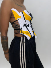 FRISKMEGOOD PERFORATED UNIVERSITY GOLD AJ-1 SNEAKER TOP