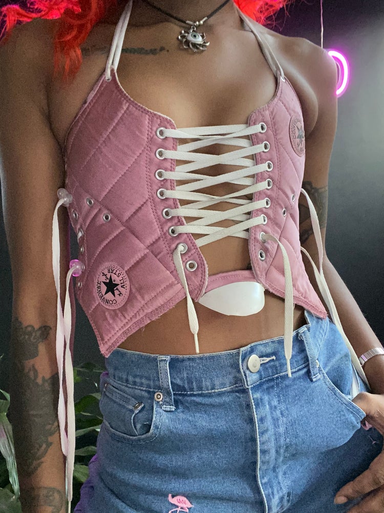 FRISKMEGOOD PINK CHUCKS CORSET TOP
